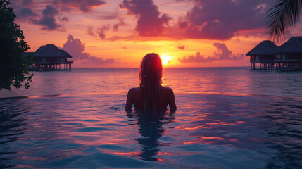 Fototapeta premium person watching the sunset