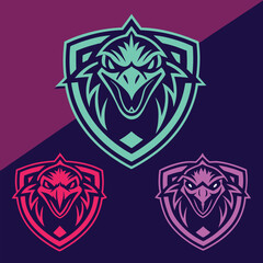 Obraz premium Neon Raptors Logo Vector Design featuring a bold, modern, and vibrant style. Perfect for sports teams and business branding, offering high-quality creative appeal.
