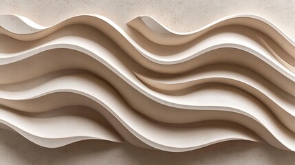 Obraz premium Abstract Beige Wave Sculptures Wall Art