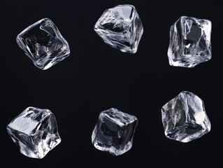 Obraz premium six ice cubes on a black background