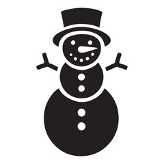 Snowman Silhouette Illustration for Winter Holiday Designs