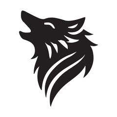 Howling Wolf Silhouette Illustration Wild Animal Head Design
