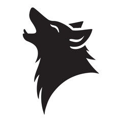 Howling Wolf Head Silhouette Vector Illustration for Wild Animal Designs