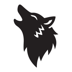 Howling Wolf Silhouette Illustration Wild Animal Head Design