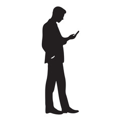 Businessman Using Smartphone Silhouette Illustration for Modern Business