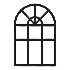 Elegant Arch Window Design with Detailed Pane Silhouette Illustration