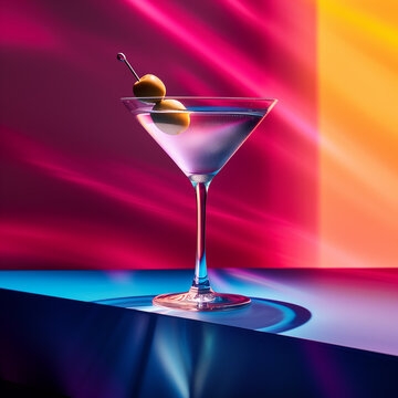 Classic Martini cocktail on a colorful background