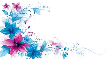 Obraz premium Watercolor Floral Corner Design with Pink and Blue Flowers