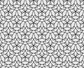 Obraz premium Seamless pattern, interconnected shapes. Hexagonal vector illustration for textile, fabric, wallpaper design, in black and white colors