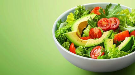 Salad bowl vector graphic with colorful layers of vegetables