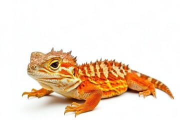 Naklejka premium Thorny devil lizard with patterned scales looking serious in minimalist composition