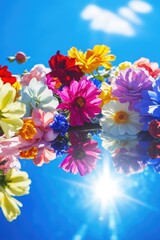 Obraz premium A bouquet of fresh flowers placed on a table, perfect for decoration or gift-giving