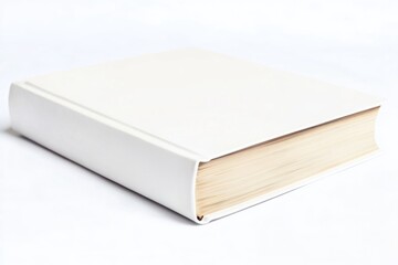 Fototapeta premium A single white book placed on a white table, great for interior or educational settings