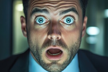 A person with a shocked or amazed facial expression