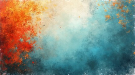 Obraz premium Grainy Background Autumn Noisy Banner, Teal Orange Blue Red White Grunge Texture
