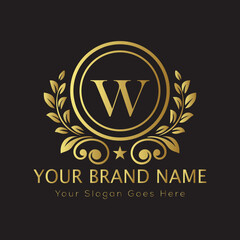 Letter Luxury brand logo design with a royal gold crown emblem and elegant typography
