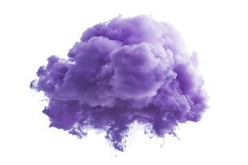 Fototapeta premium A cloud of purple smoke fills the frame on a white background, perfect for representing mystery or creativity