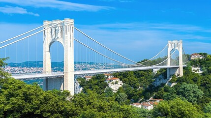 Fototapeta premium Scenic View of a Majestic Bridge Spanning a Lush Valley