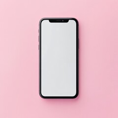 close-up of smartphone with white screen on a pink background