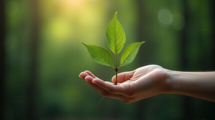 Hand Holding A Branch Of Tree