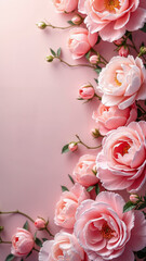 Luxurious Spring Flower Wall: Roses and Peonies for Commercial Banners, Postcards, and Marketing Materials