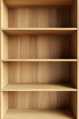 Minimalist Empty Wooden Bookshelf in 3D Render with Soft Background