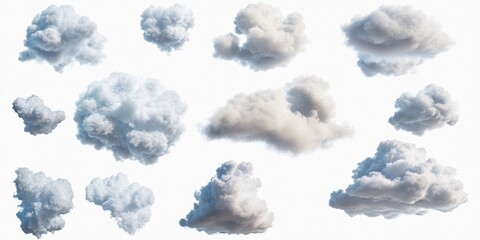 A collection of clouds floating above the ground, with soft and white texture