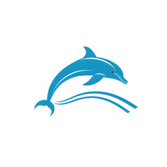 Fototapeta premium Elegant Dolphin Icon with Flowing Leaping Motion and Clean Lines