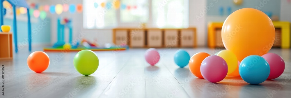Aufkleber colorful toys and vibrant balloons create a joyful atmosphere in a cheerful child playroom for endle