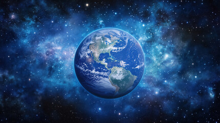 Fototapeta premium Breathtaking View of Earth from Space with a Vast Starry Sky Backdrop