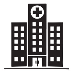 Obraz premium Modern Hospital Building Silhouette Icon