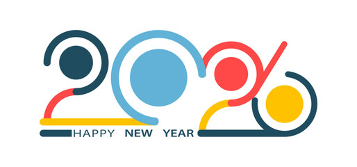 Happy new year 2026.Design for calendar, cover, card and media post.2026 new year logo.	

