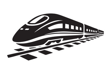High-Speed Train Silhouette on Railway Tracks