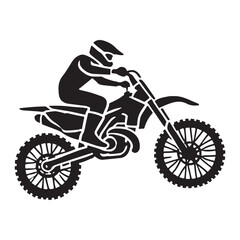 Silhouette Vector Illustration of a Motocross Rider