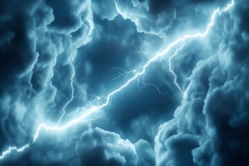 Lightning strike, stormy night sky, dramatic cloudscape, weather backdrop