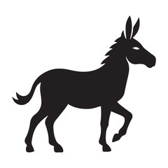 Side Profile Silhouette of a Walking Donkey