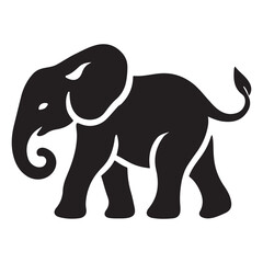 Silhouette Illustration of a Baby Elephant