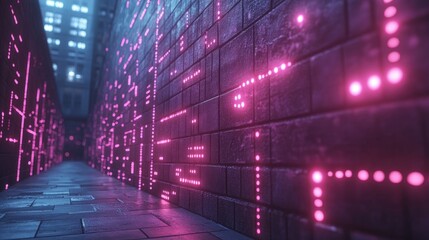 Fototapeta premium A 3D abstract neon pattern of intersecting glowing lines, creating a complex and radiant design.