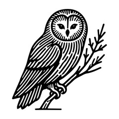 Obraz premium Simple Vector Icon of a Ural Owl – Logo Design Illustration
