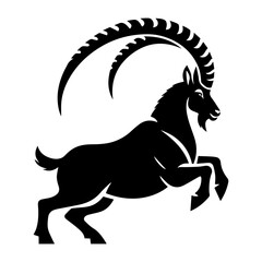 Simple Vector Icon of a Alpine Ibex – Logo Design Illustration