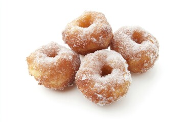 Freshly baked donuts covered in sweet sugar, perfect for a snack or dessert