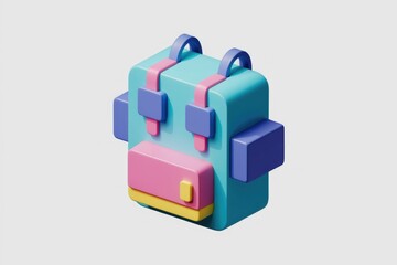 Obraz premium A colorful, low-poly backpack illustration, perfect for travel and adventure themes.