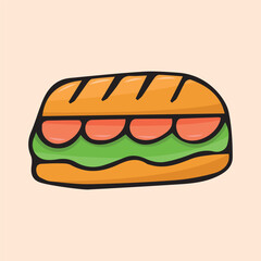 meal. doodle food with colored filling. fast food icons. fast street food. burger. pizza and hot dog. cutlets with a bun. vector. doodle. on a colored background. food products.