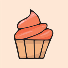 sweets. sweet food. colored icons on the theme of sweets. candy. ice cream. vector. doodle. a set of goodies. a template for creating a poster. cake. a cupcake. hats made of cream.