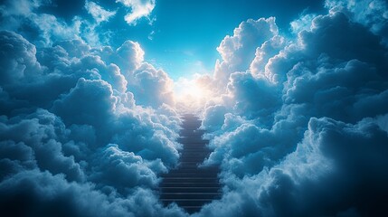Stairway to Heaven: Serene Cloudscape with Ascending Steps