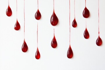 red liquid drips down a white background