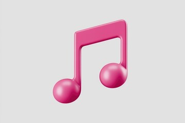 A pink 3D rendering of a musical note, symbolizing music and melody.