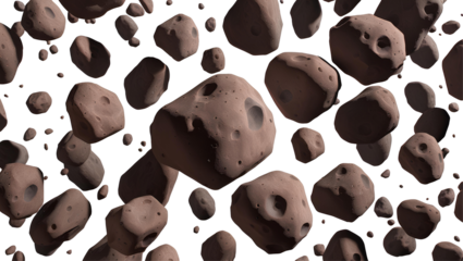 Photo of swarm of asteroids isolated on transparent background