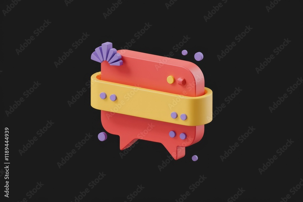 Poster A 3D render of a stylized chat bubble with decorative elements, conveying communication and messaging.