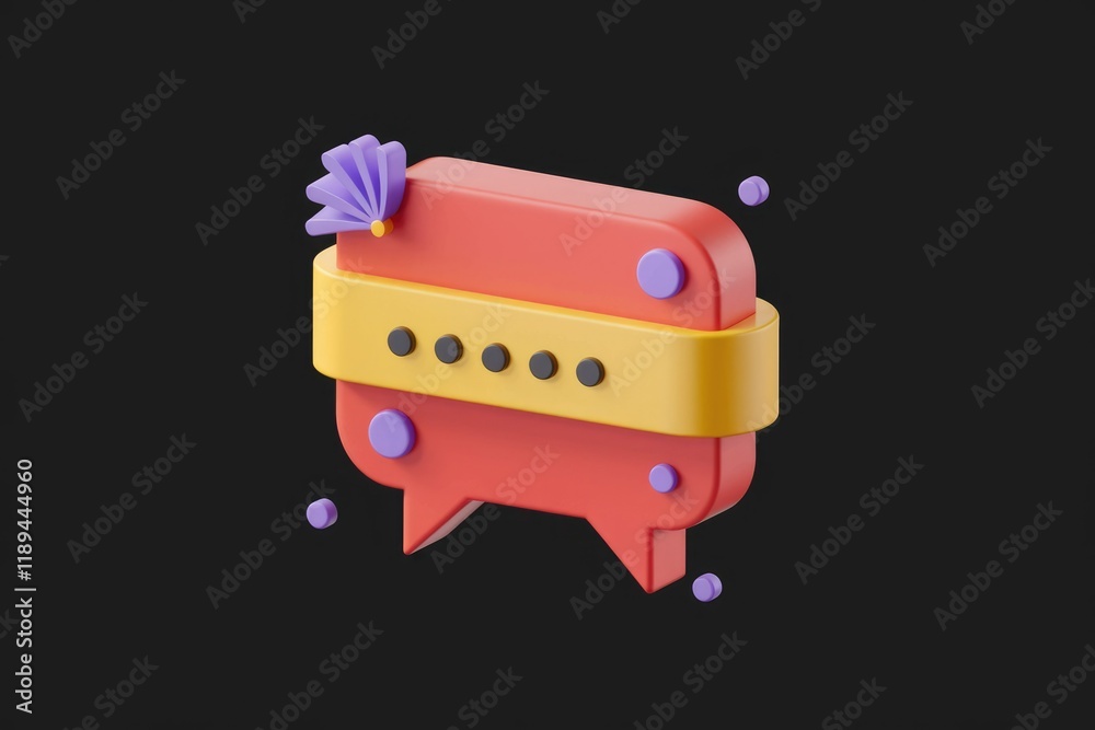 Poster A 3D illustration of a colorful speech bubble with password input, representing secure messaging or communication.